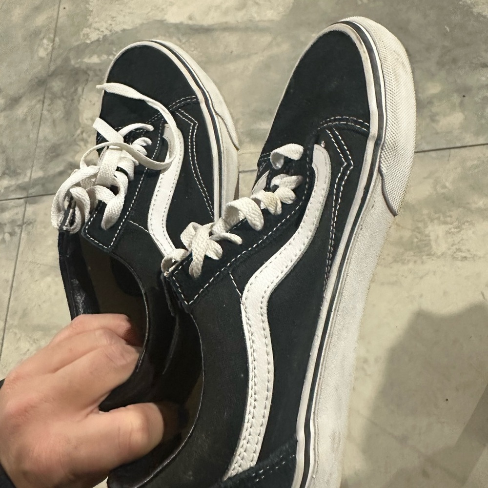 Vans Black Canvas Shoes with White Details